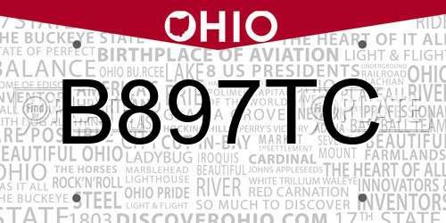 B897TC Ohio License Plate
