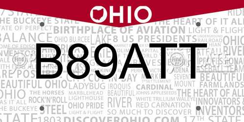 B89ATT Ohio License Plate