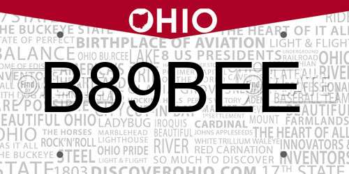 B89BEE Ohio License Plate