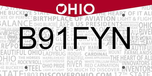 B91FYN Ohio License Plate