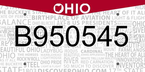 B950545 Ohio License Plate