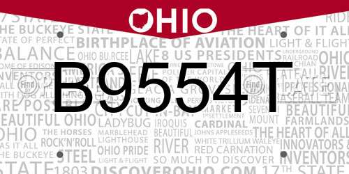 B9554T Ohio License Plate
