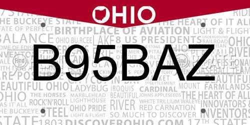 B95BAZ Ohio License Plate