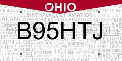 B95HTJ Ohio License Plate