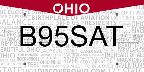 B95SAT Ohio License Plate