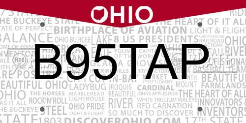 B95TAP Ohio License Plate