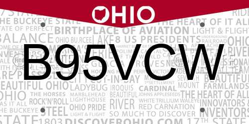 B95VCW Ohio License Plate