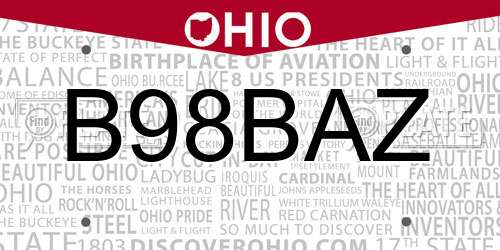 B98BAZ Ohio License Plate