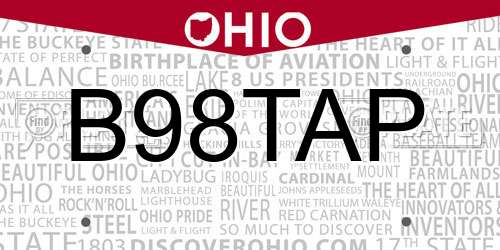 B98TAP Ohio License Plate
