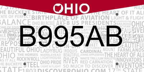B995AB Ohio License Plate