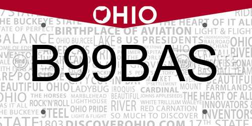 B99BAS Ohio License Plate