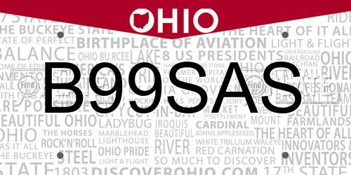 B99SAS Ohio License Plate