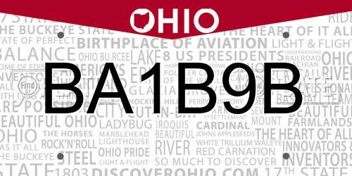 BA1B9B Ohio License Plate