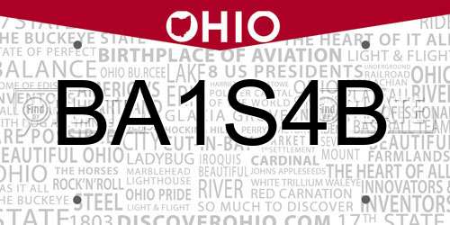 BA1S4B Ohio License Plate