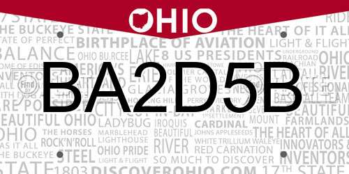 BA2D5B Ohio License Plate