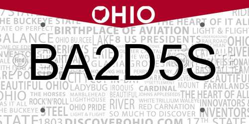 BA2D5S Ohio License Plate