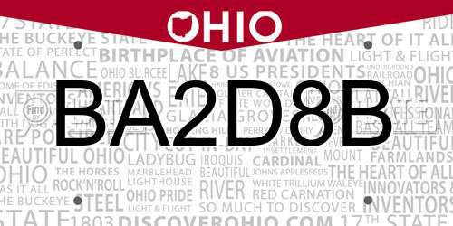 BA2D8B Ohio License Plate