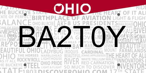 BA2T0Y Ohio License Plate