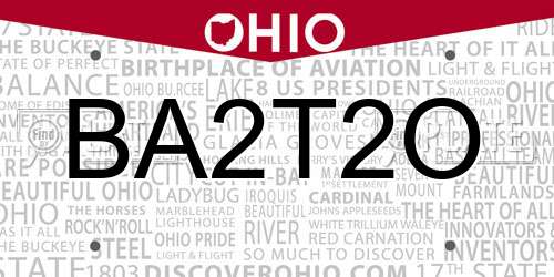 BA2T2O Ohio License Plate