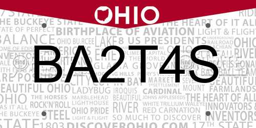 BA2T4S Ohio License Plate