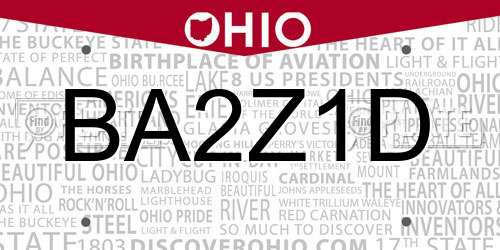 BA2Z1D Ohio License Plate