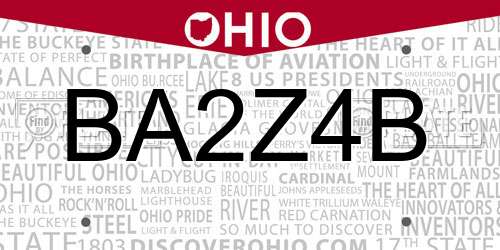 BA2Z4B Ohio License Plate