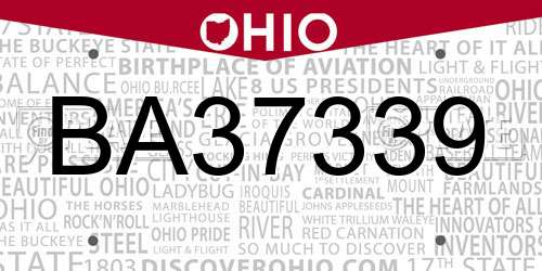 BA37339 Ohio License Plate