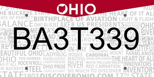 BA3T339 Ohio License Plate