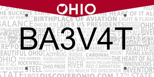 BA3V4T Ohio License Plate