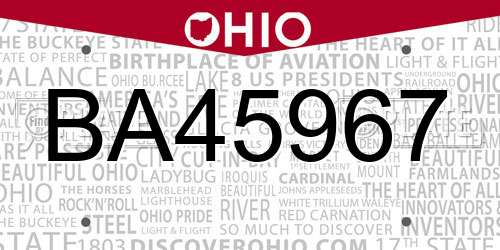 BA45967 Ohio License Plate