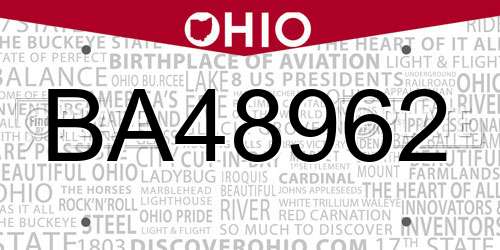BA48962 Ohio License Plate
