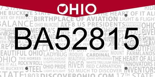 BA52815 Ohio License Plate
