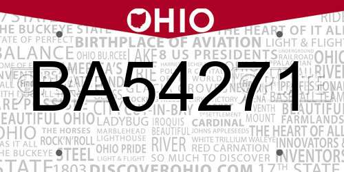 BA54271 Ohio License Plate
