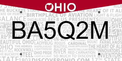 BA5Q2M Ohio License Plate