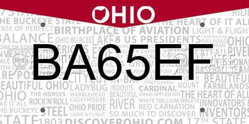 BA65EF Ohio License Plate