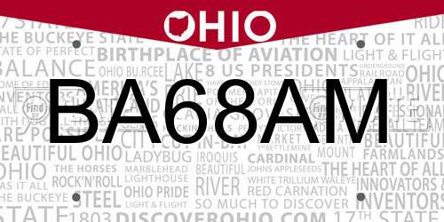 BA68AM Ohio License Plate