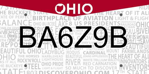 BA6Z9B Ohio License Plate