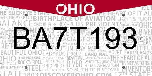BA7T193 Ohio License Plate