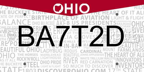 BA7T2D Ohio License Plate