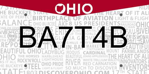 BA7T4B Ohio License Plate