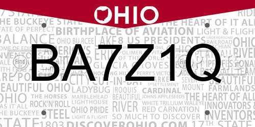 BA7Z1Q Ohio License Plate