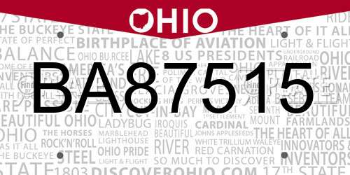 BA87515 Ohio License Plate