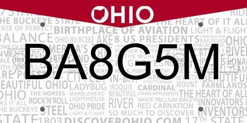 BA8G5M Ohio License Plate