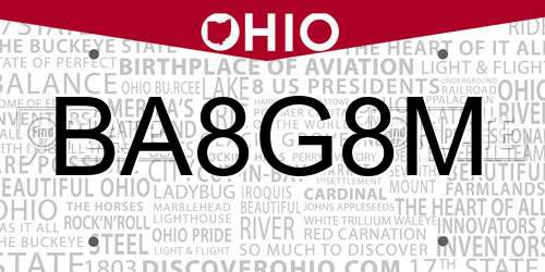 BA8G8M Ohio License Plate