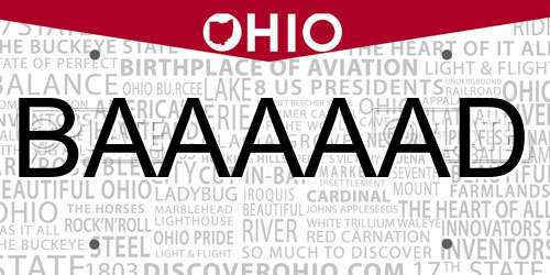 BAAAAAD Ohio License Plate