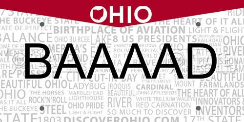 BAAAAD Ohio License Plate