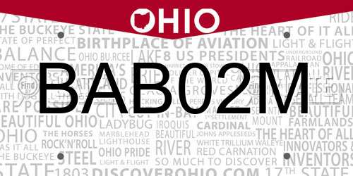 BAB02M Ohio License Plate