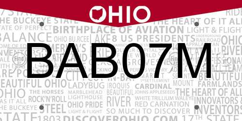 BAB07M Ohio License Plate