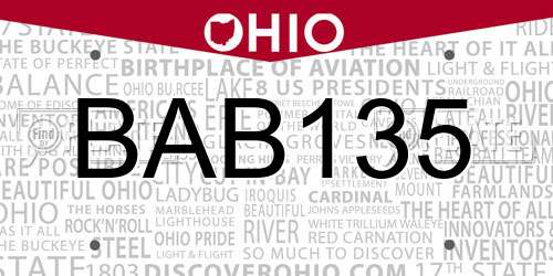 BAB135 Ohio License Plate