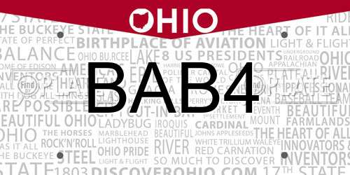 BAB4 Ohio License Plate